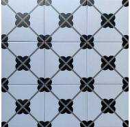 Gạch bông hoa văn tông màu trắng đen ốp tường trang trí Trung Quốc mã gạch GB-LZ02 loại 1 kích thước 20x20