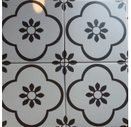 Gạch bông hoa mai đơn sắc tông màu trắng đen ốp tường trang trí Trung Quốc mã gạch GB-DC236 loại 1 kích thước 20x20