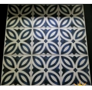 Gạch bông hoa văn đơn sắc tông màu trắng xanh đen ốp tường trang trí Trung Quốc mã gạch GB-TD2007 loại 1 kích thước 20x20